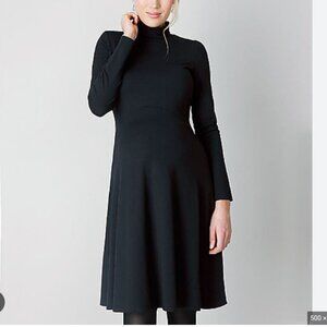 Seraphine Vanessa Turtleneck Long Sleeve A-Line Maternity Dress Black Sz US 6